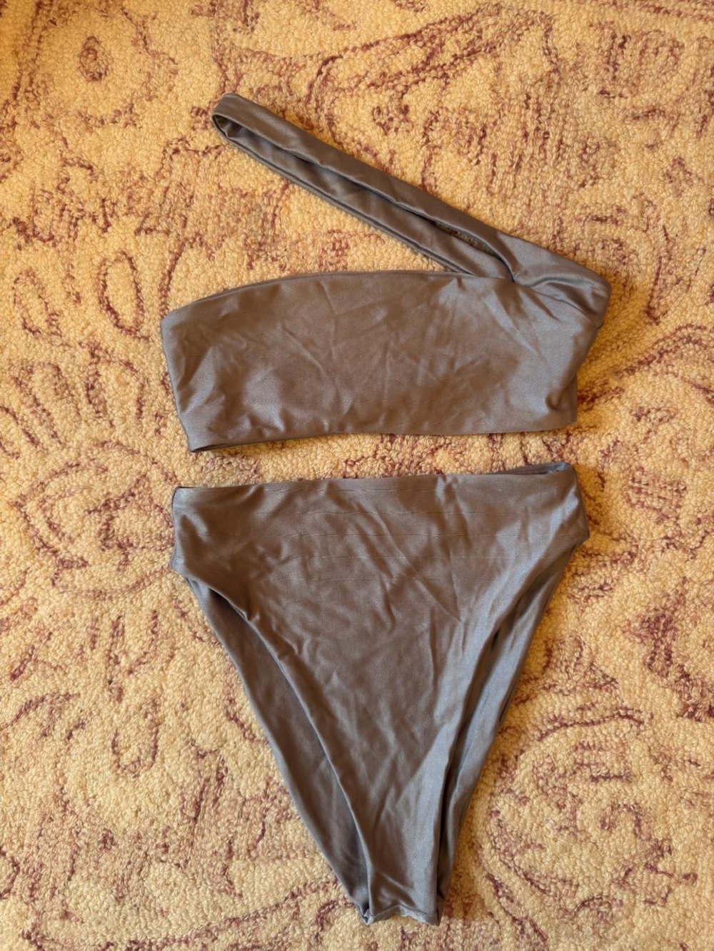Jade One-Shoulder Bandeau Bikini Set - Taupe